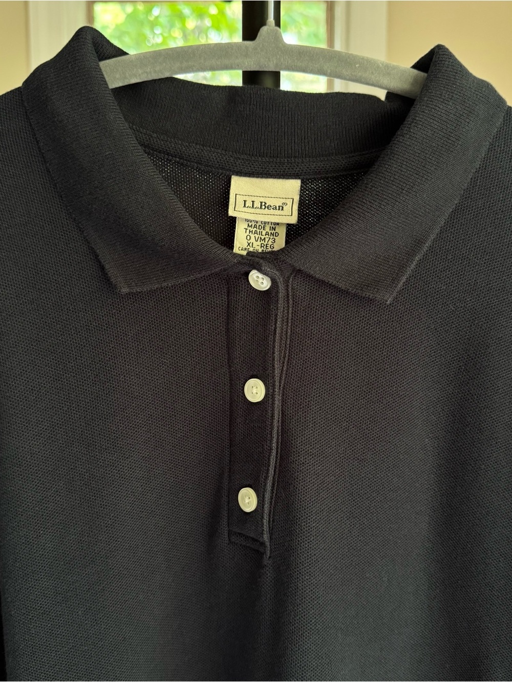 L.L.Bean Women’s Navy Long Sleeve Pique Polo Shirt XL Regular 100% Cotton